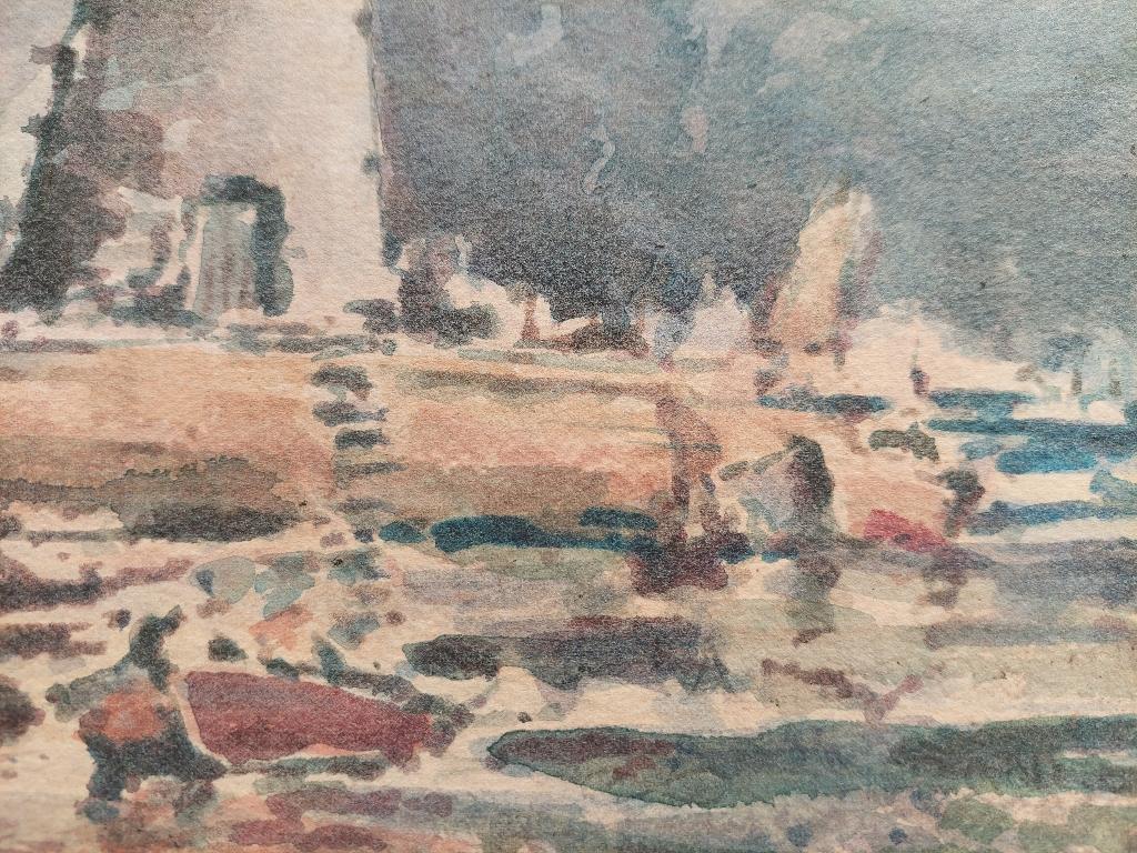 French Modernist Cubist Painting Brittany Coastal Scene For Sale 1