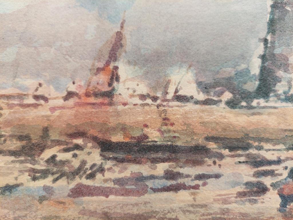 French Modernist Cubist Painting Brittany Coastal Scene For Sale 2