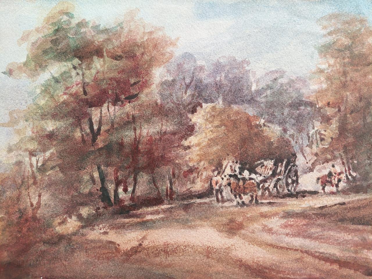 Country Scene with Horses and Cart
by Maurice Mazeilie (French, 1924-2021)
watercolor painting on artist paper, unframed
unsigned
stamped verso

painting: 11 inches x 14.8 inches

A delightful original painting by the 20th century French