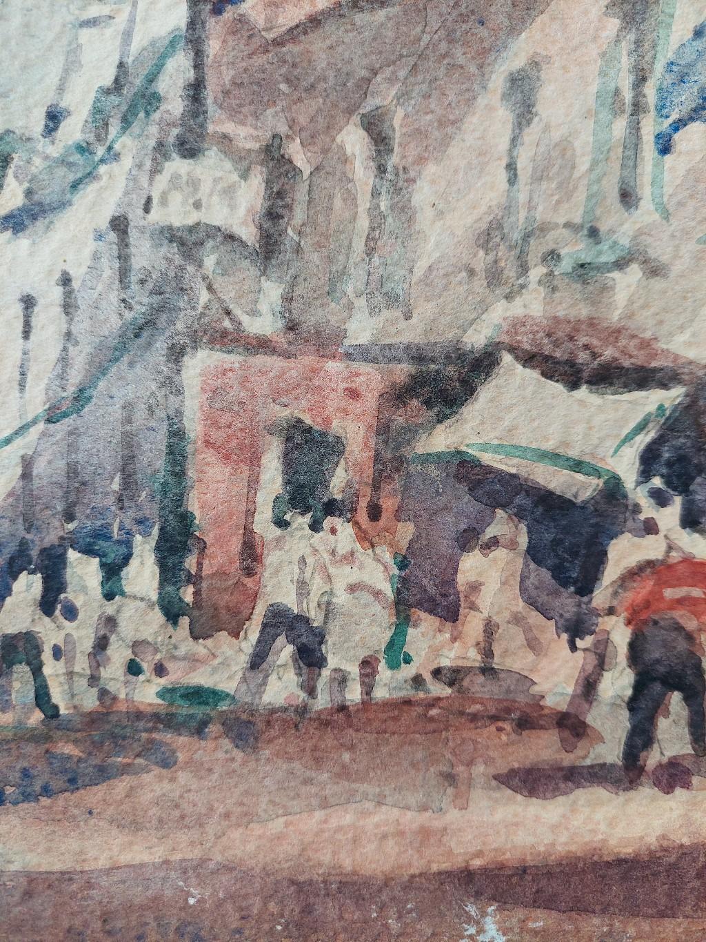 French Modernist Cubist Painting Double Sided, Town and Coast For Sale 3