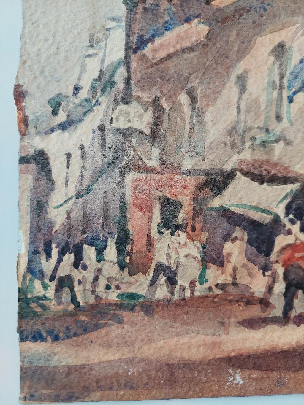 French Modernist Cubist Painting Double Sided, Town and Coast For Sale 6