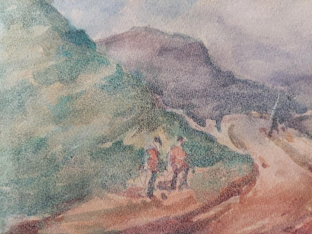 French Modernist Cubist Painting Figures Walking by the Beach For Sale 4