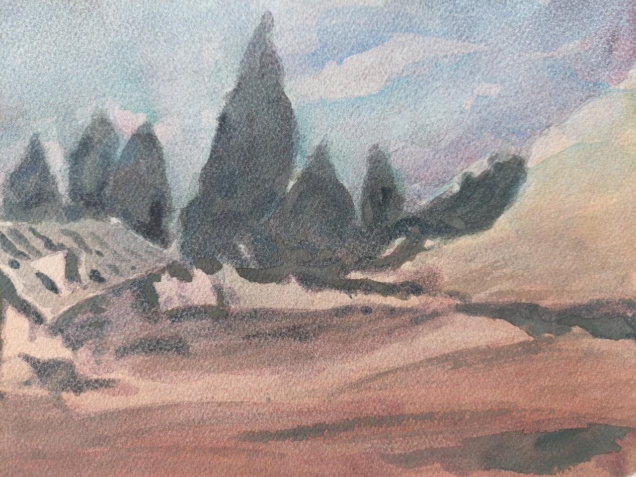 French Modernist Cubist Painting Provence Mountains For Sale 3