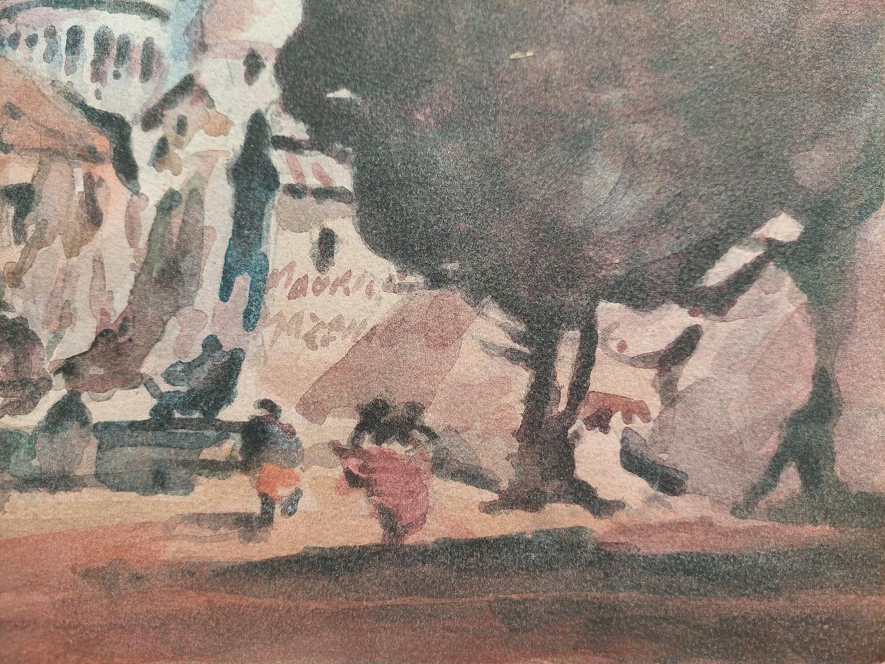 French Modernist Cubist Painting Sacre Coeur in Paris For Sale 6