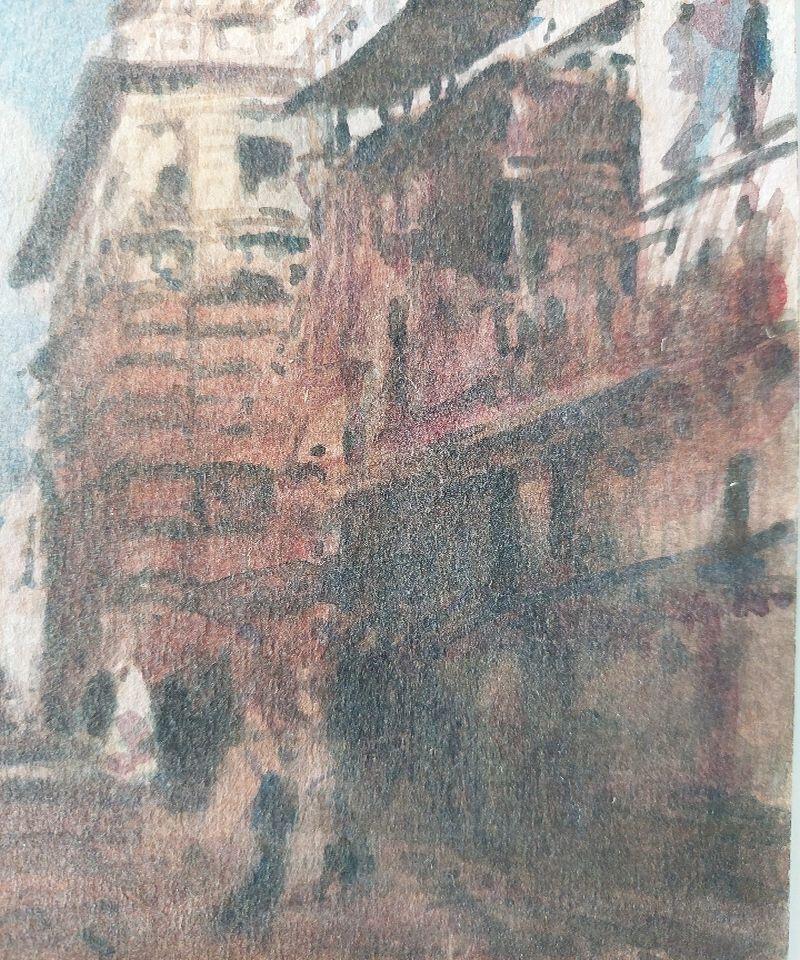 French Modernist Cubist Painting Summer Street in Shade For Sale 2