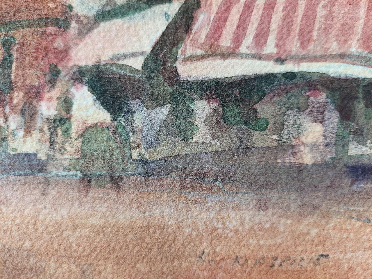 French Modernist Cubist Painting Summer Town Scene For Sale 3