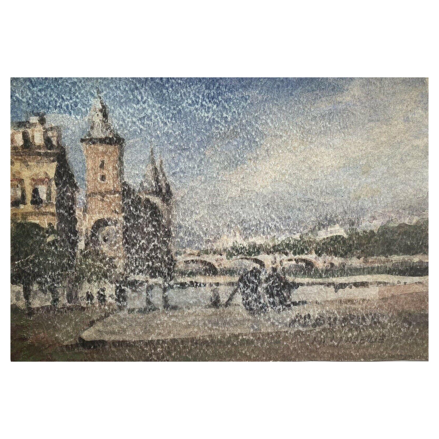 Französische Impressionistische Stadtlandschaftsszene von Mazeilie
