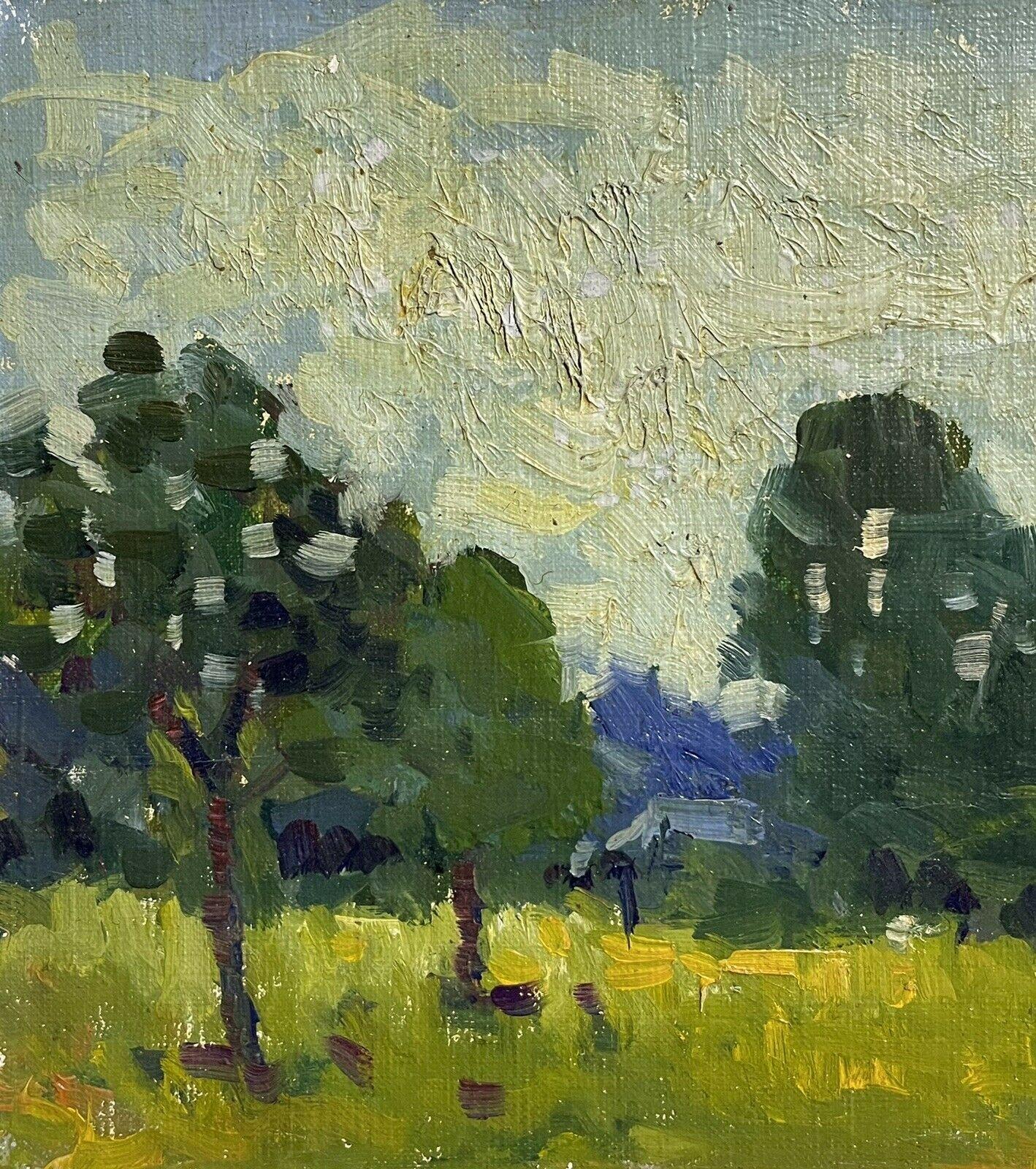 20th Century Maurice Mazeilie, French Impressionist Oil, Deep Green Summer Pasture Meadow