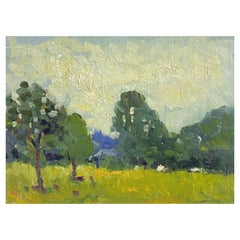Maurice Mazeilie, huile impressionniste française, Peinture à l'huile, Moulin de pâte d'été vert profond