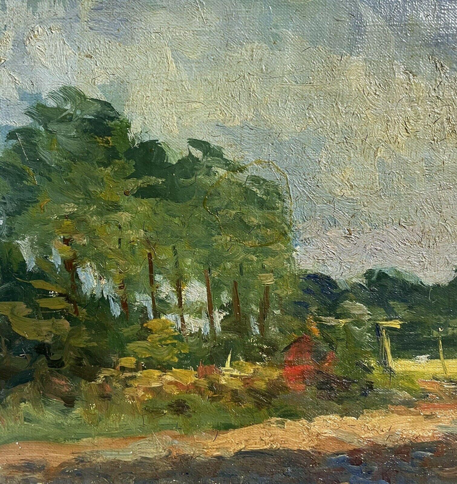 20th Century Maurice Mazeilie French Impressionist Oil- Golden Light Woodland Field For Sale