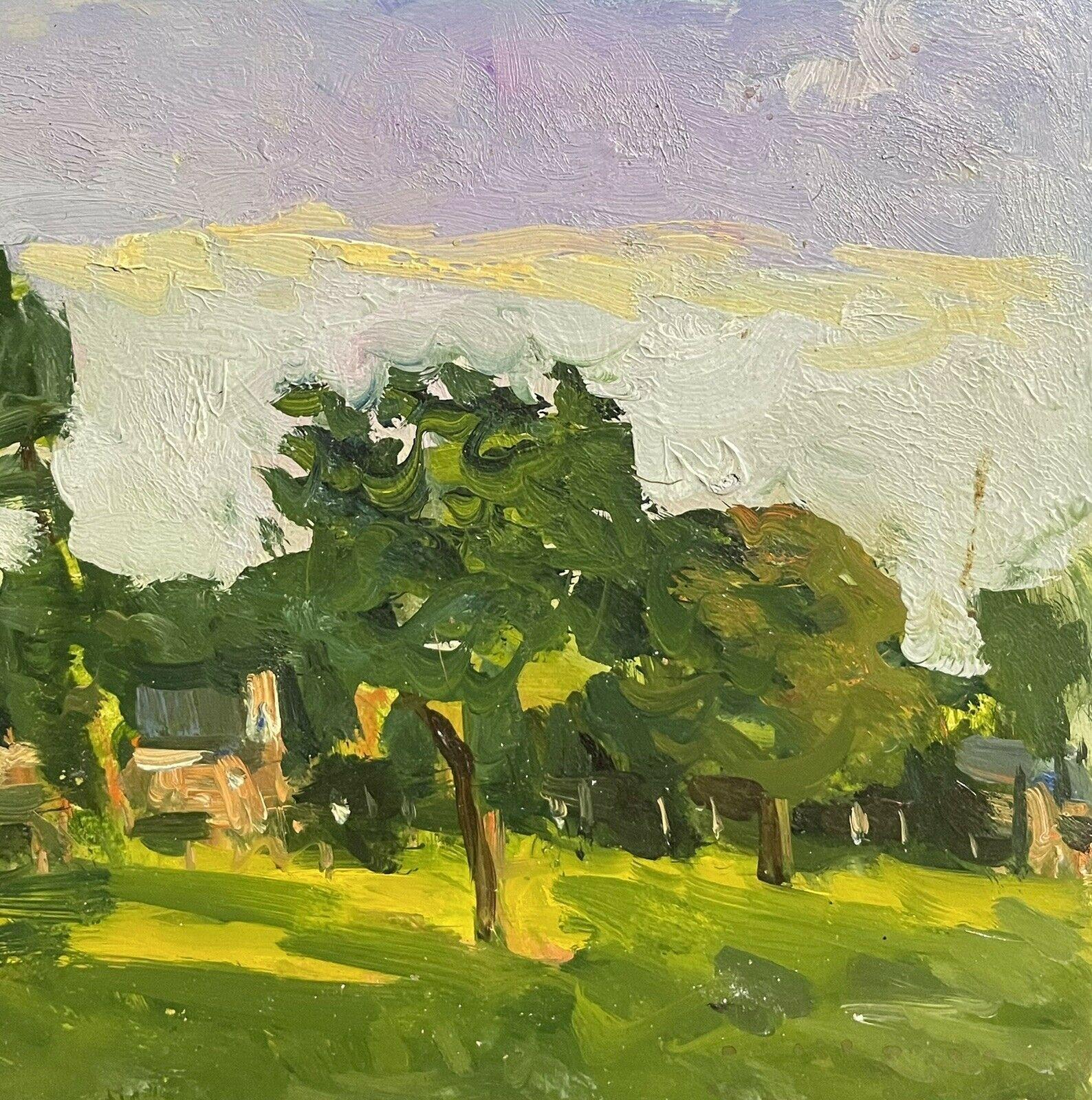20th Century Maurice Mazeilie, French Impressionist Oil, Hazy Summer Green Meadow Pastures For Sale