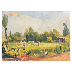 Maurice Mazeilie, Französisches impressionistisches Ölgemälde des Impressionismus, Grüne Landschaft