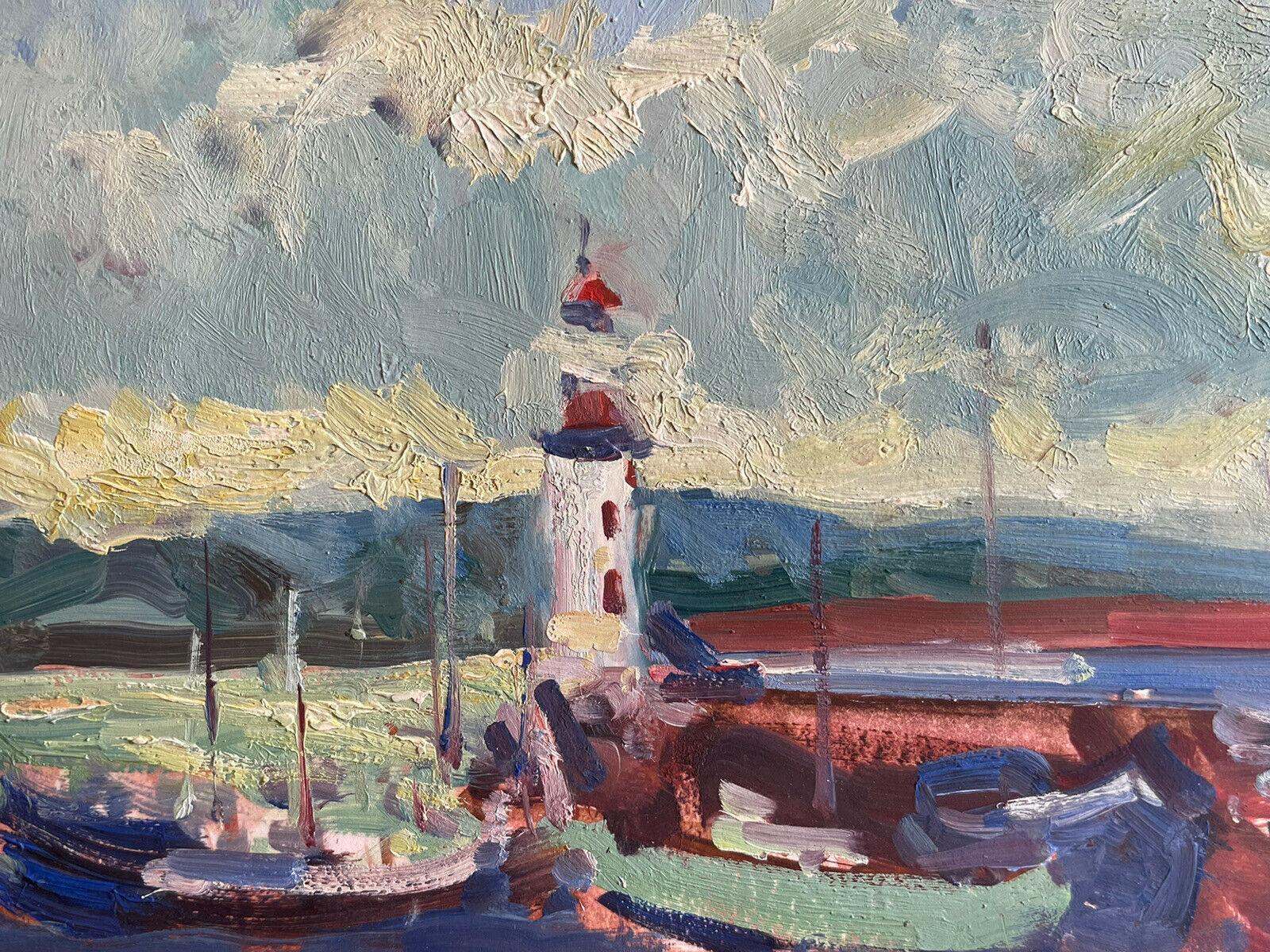 Maurice Mazeilie, Französischer Impressionist, signiertes Ölgemälde, Bretagne Harbour Lighthouse, Bretagne im Zustand „Gut“ im Angebot in Cirencester, GB