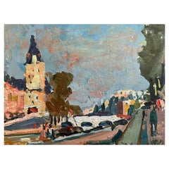 Maurice Mazeilie, French Impressionist Signed Oil, Paris View River Seine