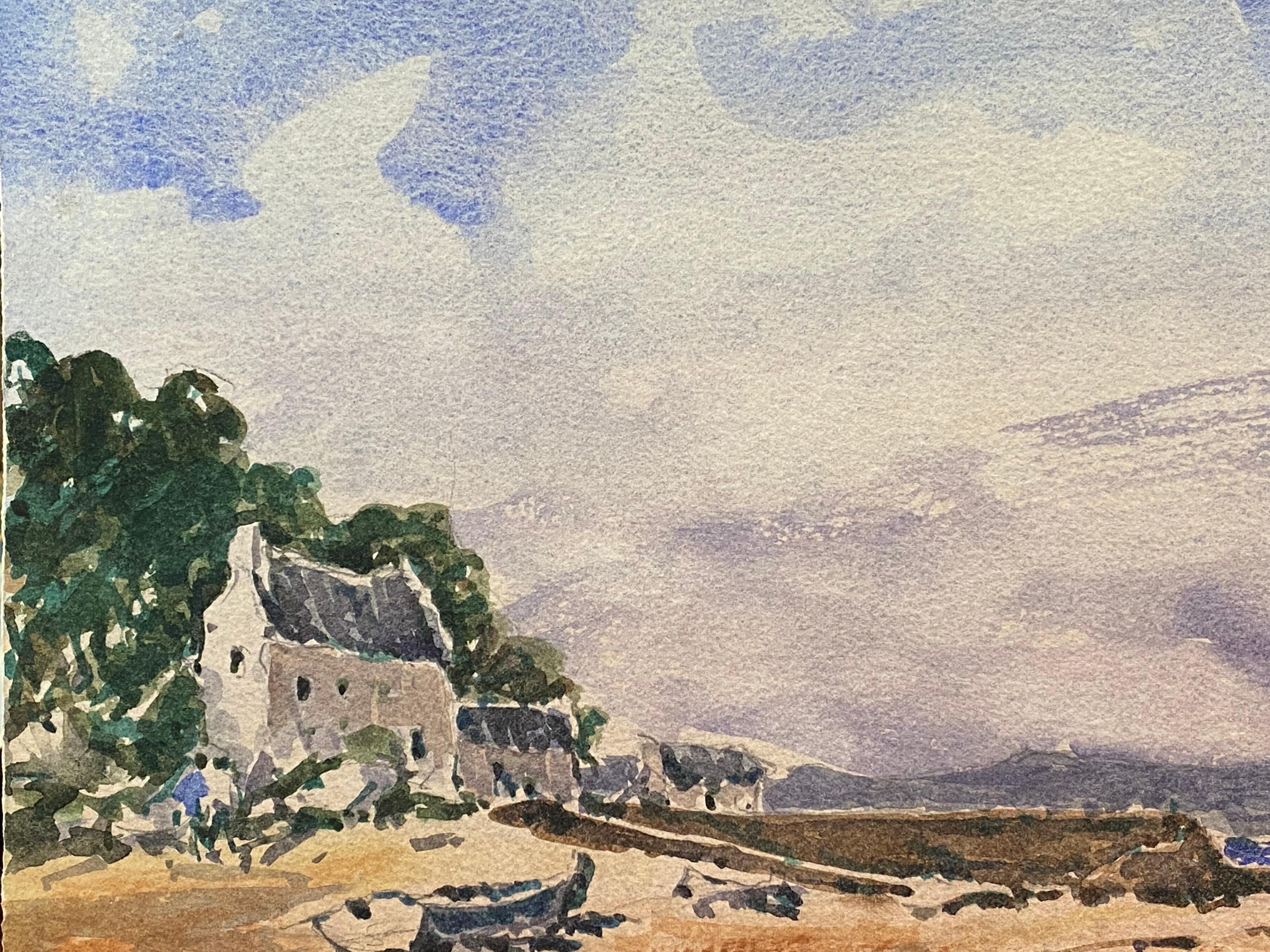 20th Century Maurice Mazeilie, French Impressionist Watercolour, Beach Landscape For Sale