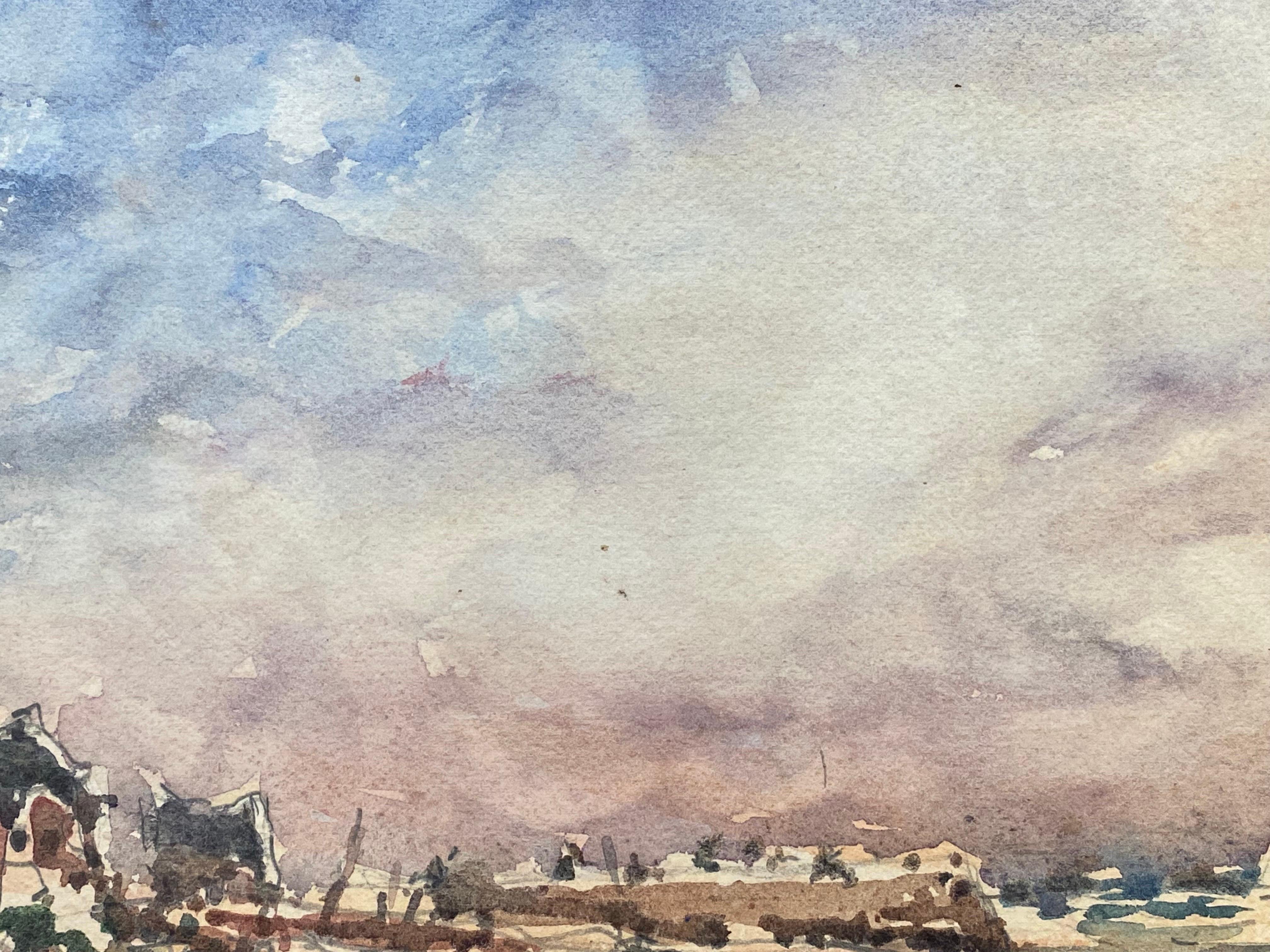Painted Maurice Mazeilie, French Impressionist Watercolour - Beach Landscape For Sale