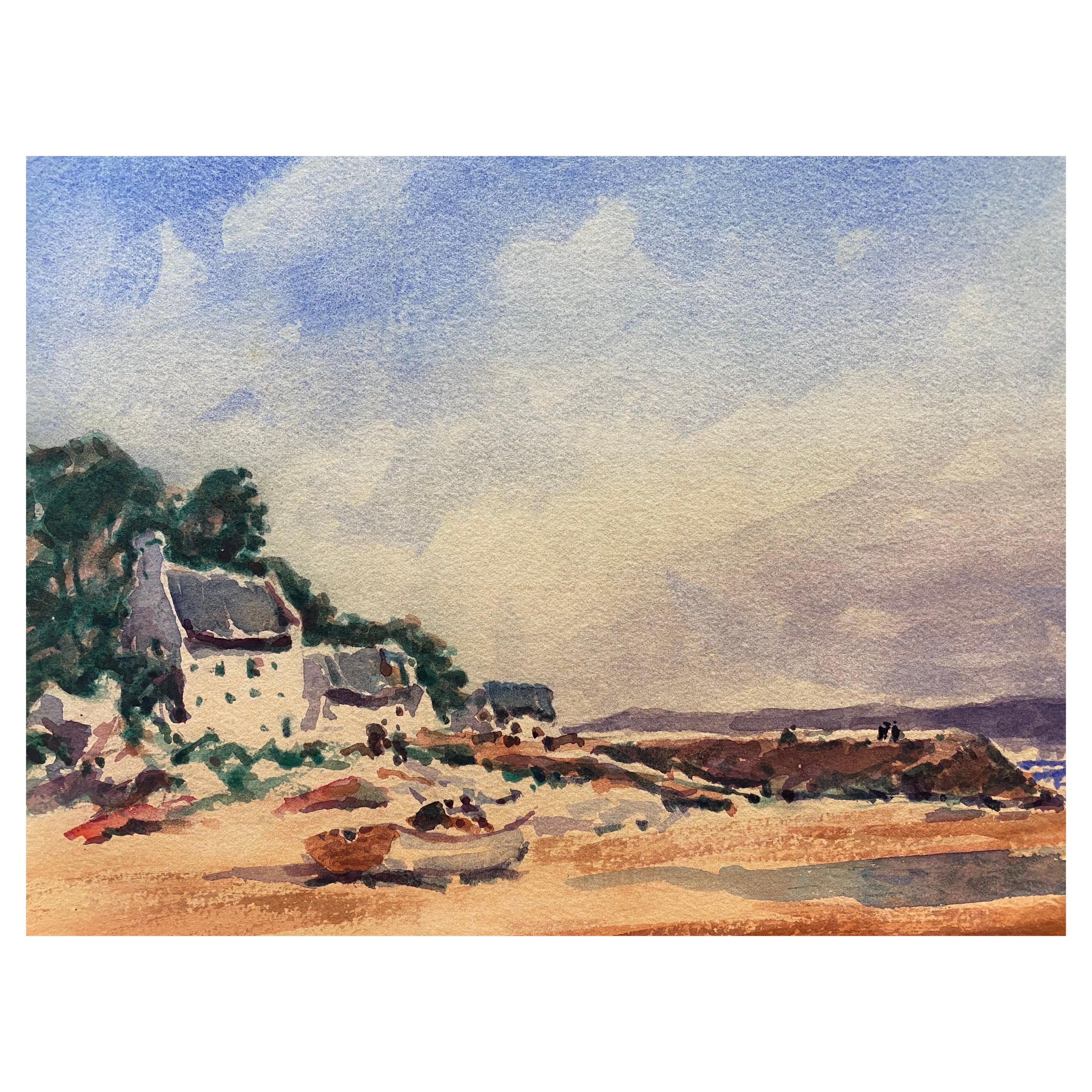 Maurice Mazeilie - Aquarelle impressionniste française - par la côte