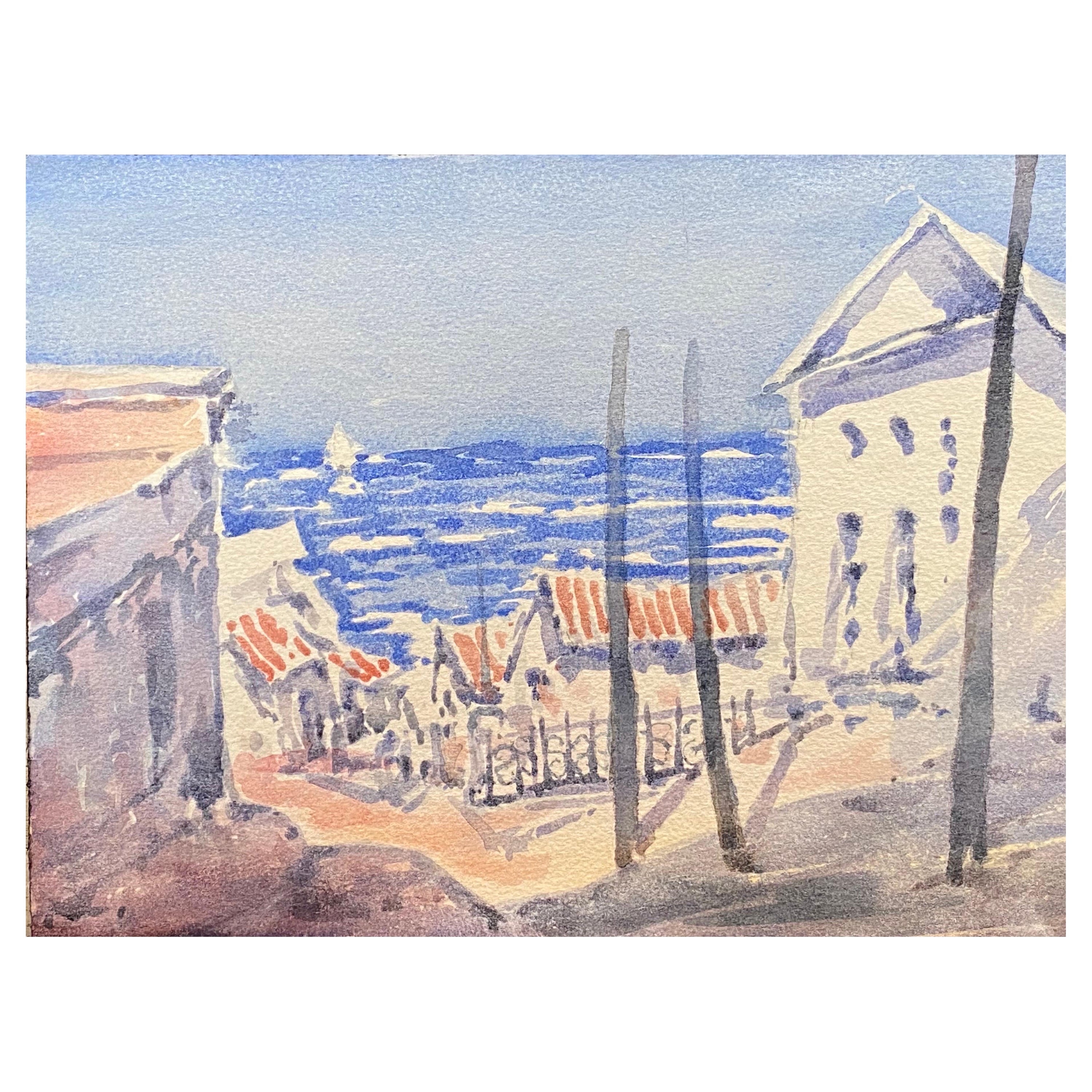 Französisches impressionistisches Aquarell "Der Weg" von Mazeilie