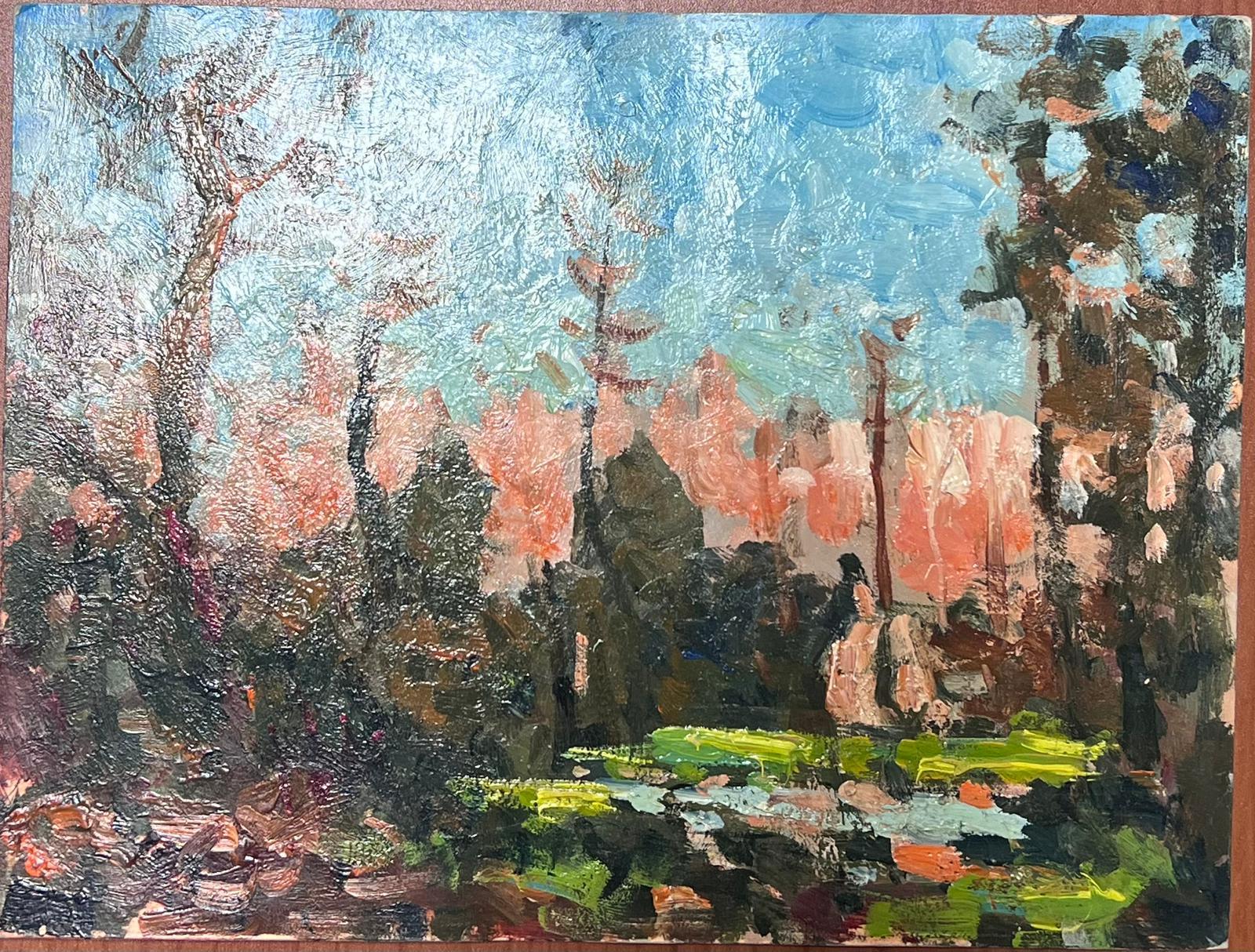 Paysage à l'huile impressionniste français, couleur vive  - Impressionnisme Painting par Maurice Mazeilie