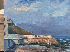 CALIFORNIA BEACH SCENE BY FRENCH IMPRESSIONIST ARTIST -SIGNED OIL COASTAL SCENE