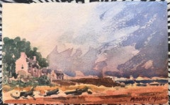French Beach House Coastal Impressionist Watercolour Landscape