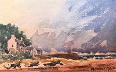French Beach House Coastal Impressionist Watercolour Landscape