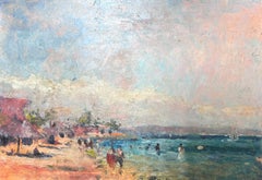 French Impressionist Oil Landscape A Summers Beach Day