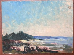 French Impressionist Oil Landscape Blue Sky Seascape