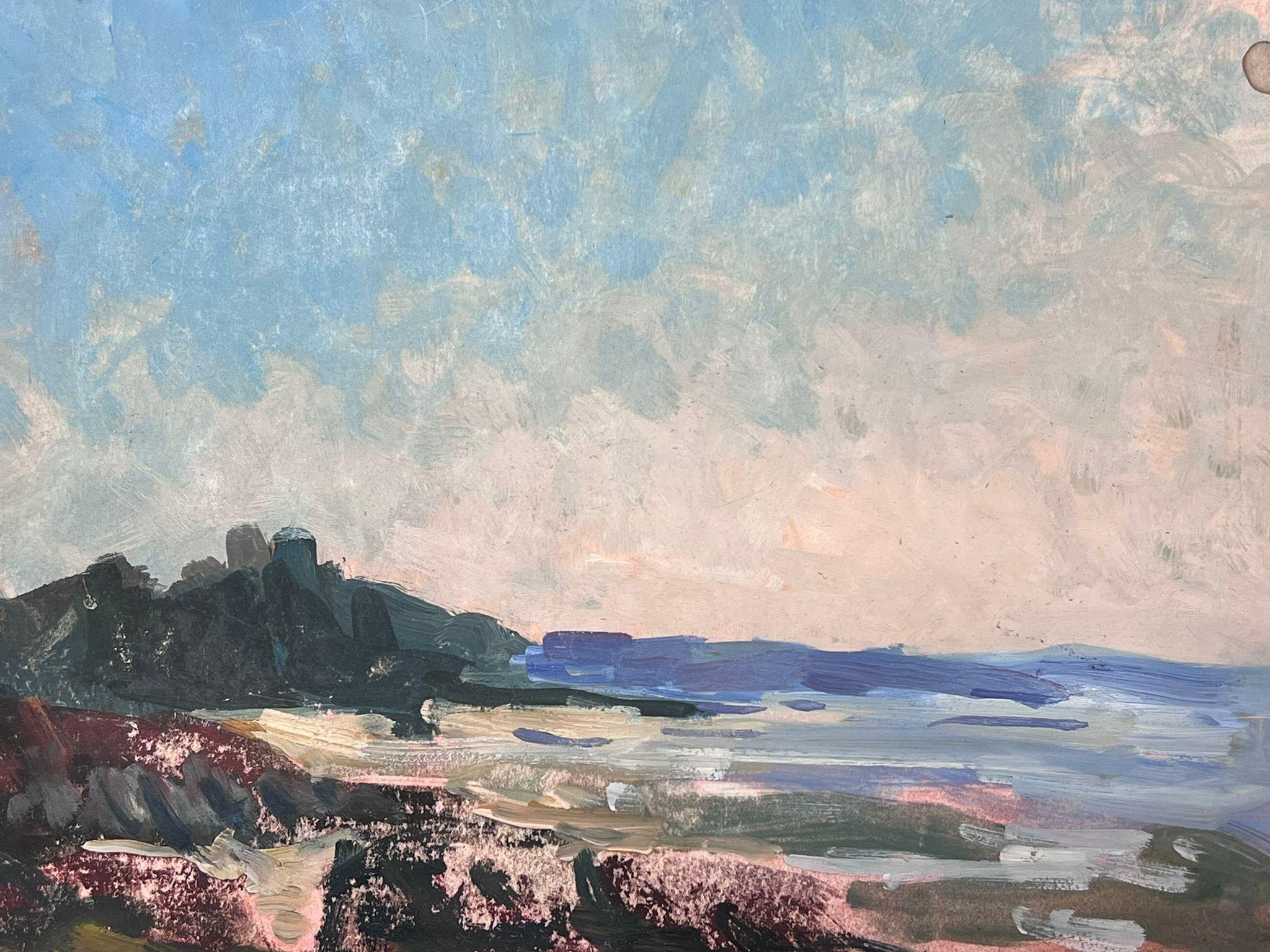 French Impressionist Oil Landscape Blue Sky Seascape For Sale 1