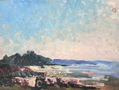 Vintage French Impressionist Oil Landscape Blue Sky Seascape