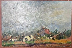 Huile Impressionniste Française Paysage Maison de Campagne