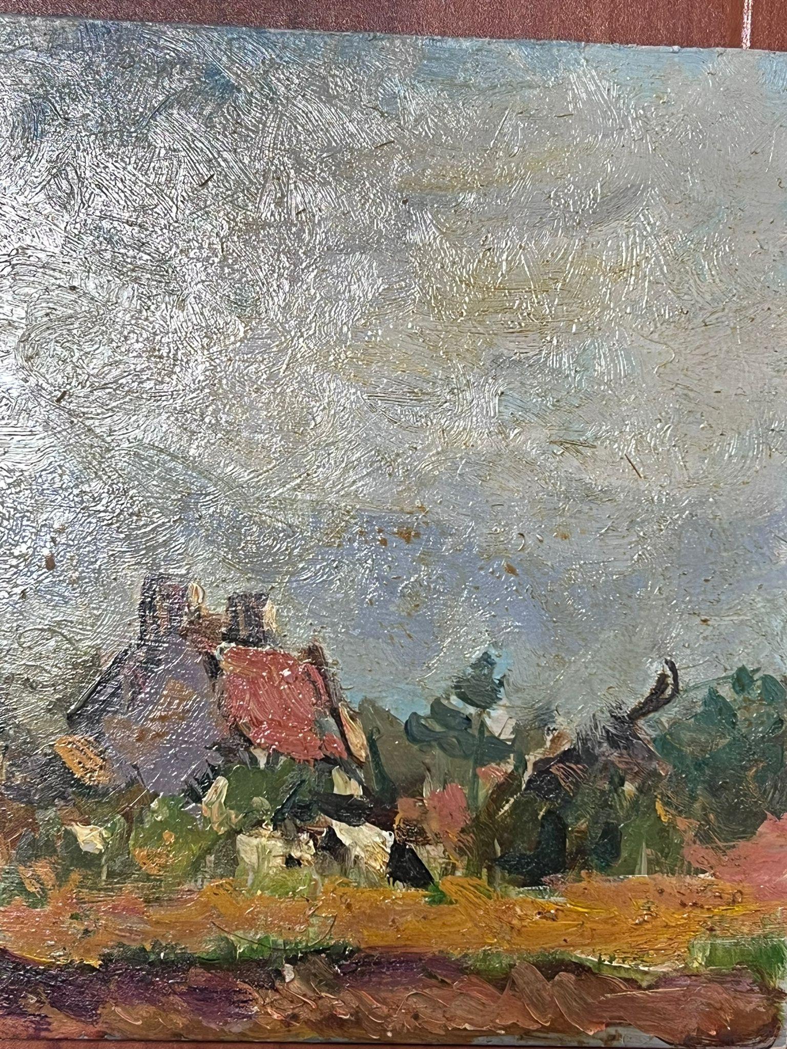 Paisaje al óleo impresionista francés Casa de campo - Painting Impresionista de Maurice Mazeilie