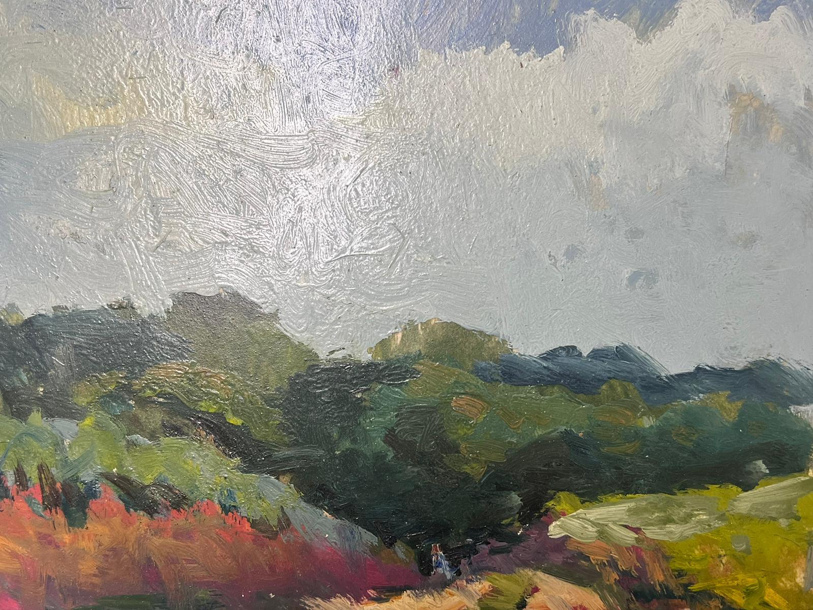 Peinture à l'huile impressionniste française Paysage vert forêt - Painting de Maurice Mazeilie