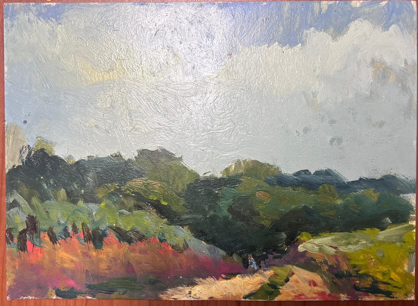Peinture à l'huile impressionniste française Paysage vert forêt - Impressionnisme Painting par Maurice Mazeilie