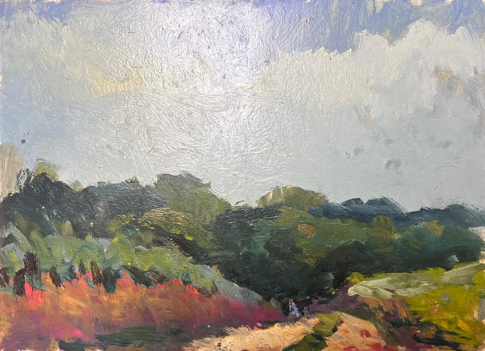 Landscape Painting Maurice Mazeilie - Peinture à l'huile impressionniste française Paysage vert forêt