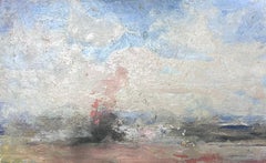 Vintage French Impressionist Oil Landscape Grey Crashing Waves