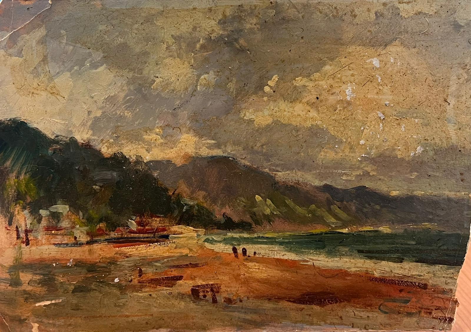 Maurice Mazeilie Landscape Painting - French Impressionist Oil Landscape Moody Colour Beach