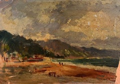 Französisch-impressionistische Öl-Landschaft, Moody Colour, Strand, Öl