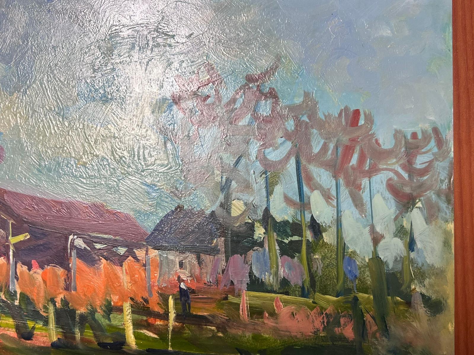 French Impressionist Oil Landscape Summer Yard For Sale 1