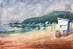 Aquarelle impressionniste française Paysage de la côte de la plage 