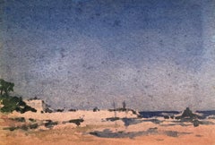 MAURICE MAZEILIE - französisches impressionistisches PAINTING - BRITTANY COAST BLUE SKIES
