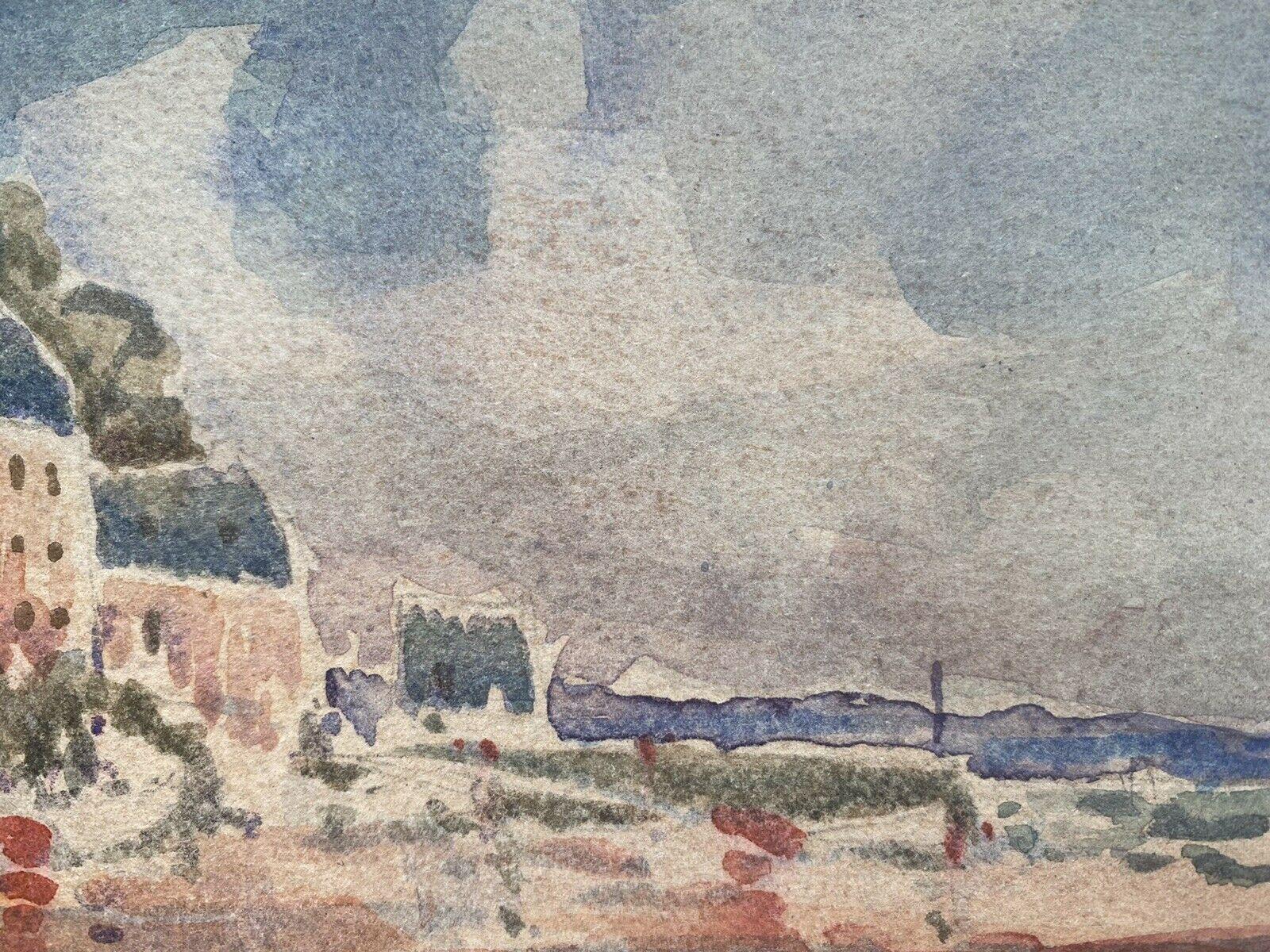 MAURICE MAZEILIE - PINTURA IMPRESIONISTA FRANCESA - CIUDAD COSTERA DE BRETAÑA - Painting Impresionista de Maurice Mazeilie