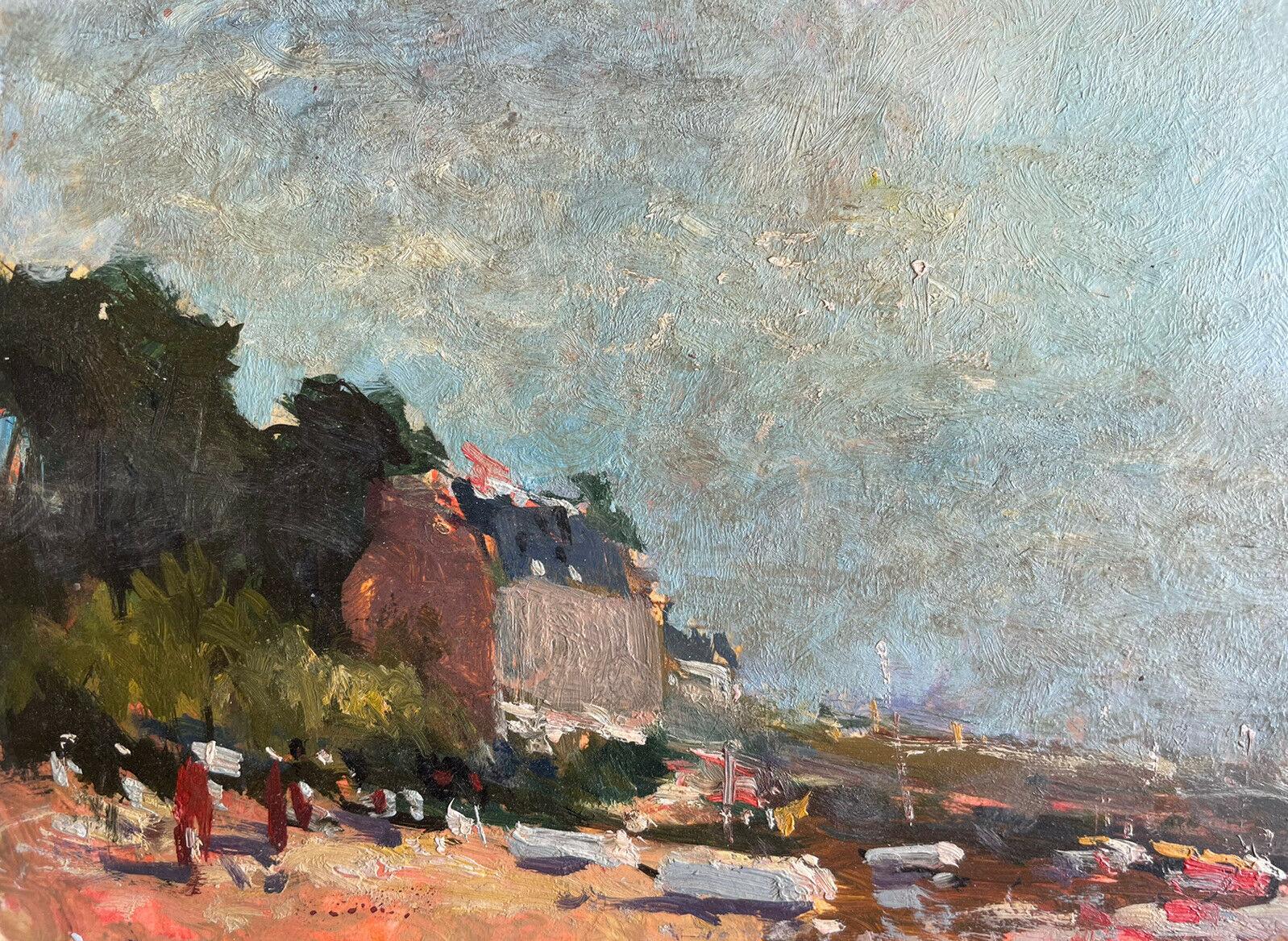 Maurice Mazeilie Landscape Painting - MAURICE MAZEILIE - FRENCH IMPRESSIONIST SIGNED OIL - BRITTANY COASTLINE & BOATS