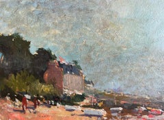 MAURICE MAZEILIE - FRENCH IMPRESSIONIST SIGNED OIL - BRITTANY COASTLINE & BOATS