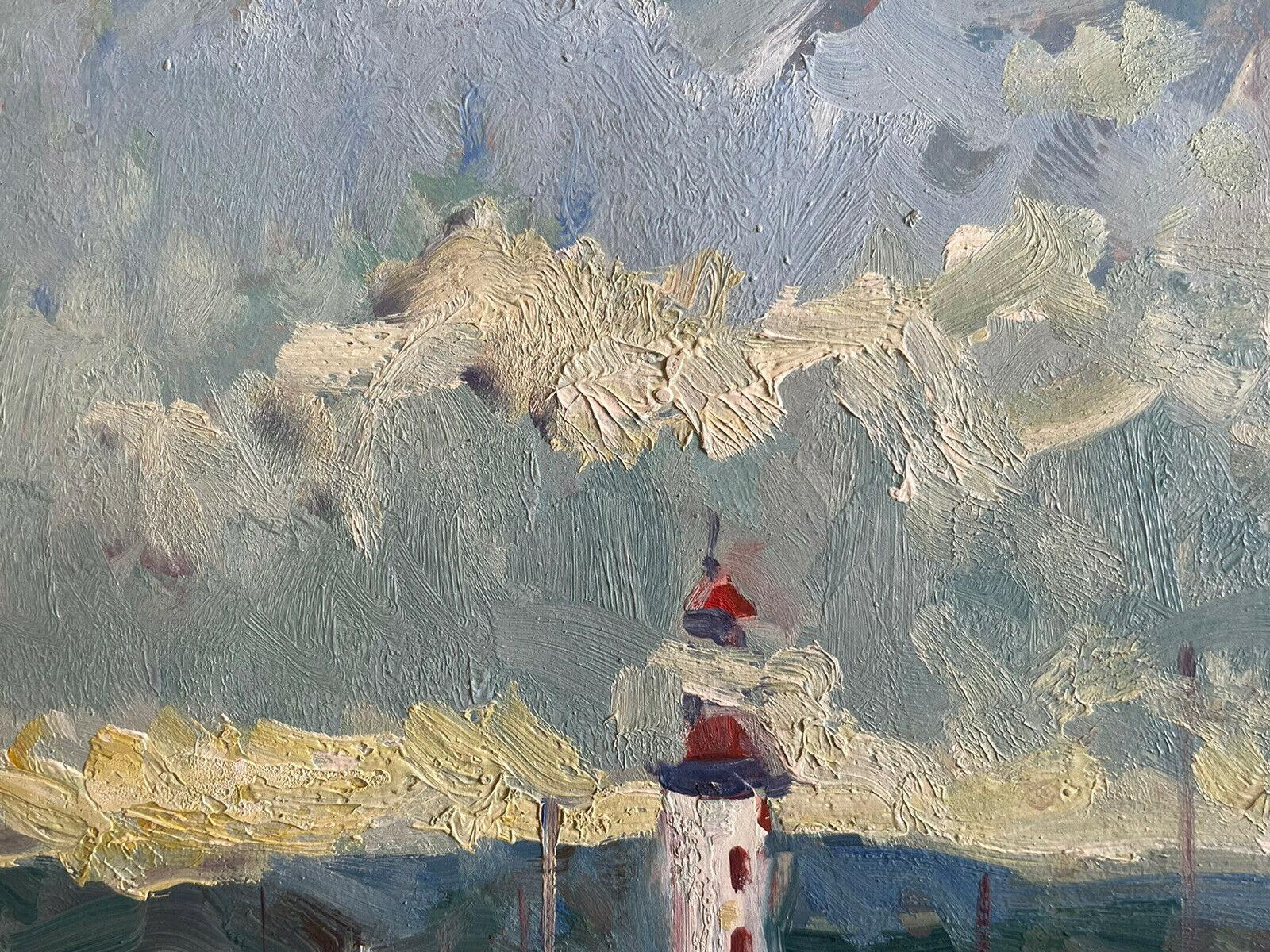 MAURICE MAZEILIE - FRENCH IMPRESSIONIST SIGNED OIL - BRITTANY HARBOUR LIGHTHOUSE - Painting by Maurice Mazeilie