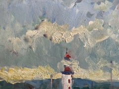 MAURICE MAZEILIE - FRENCH IMPRESSIONIST SIGNED OIL - BRITTANY HARBOUR LIGHTHOUSE