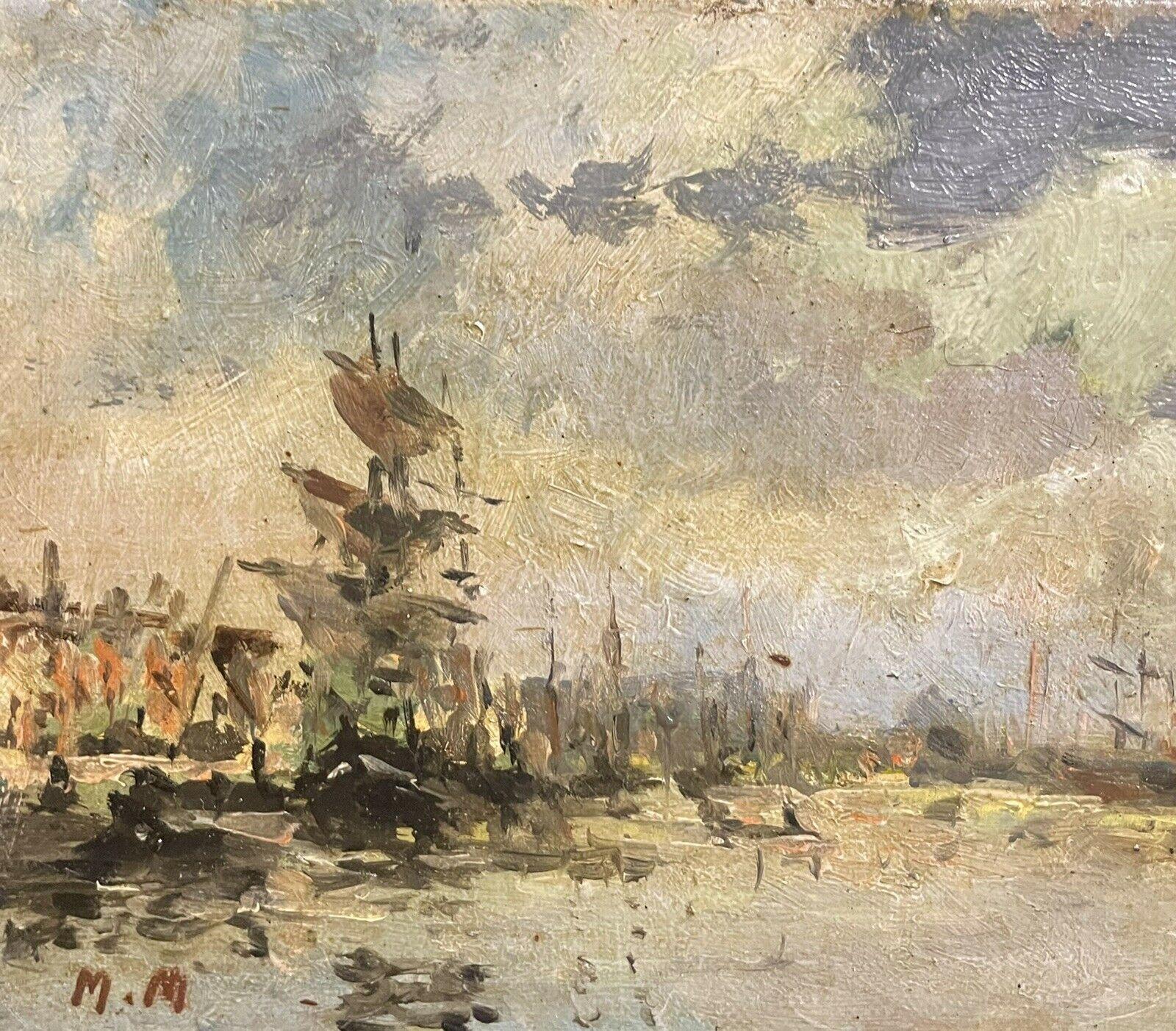 MAURICE MAZEILIE  FRENCH IMPRESSIONIST SIGNED OIL - ALL SHIP IN FRENCH HARBOUR (Impressionismus), Painting, von Maurice Mazeilie