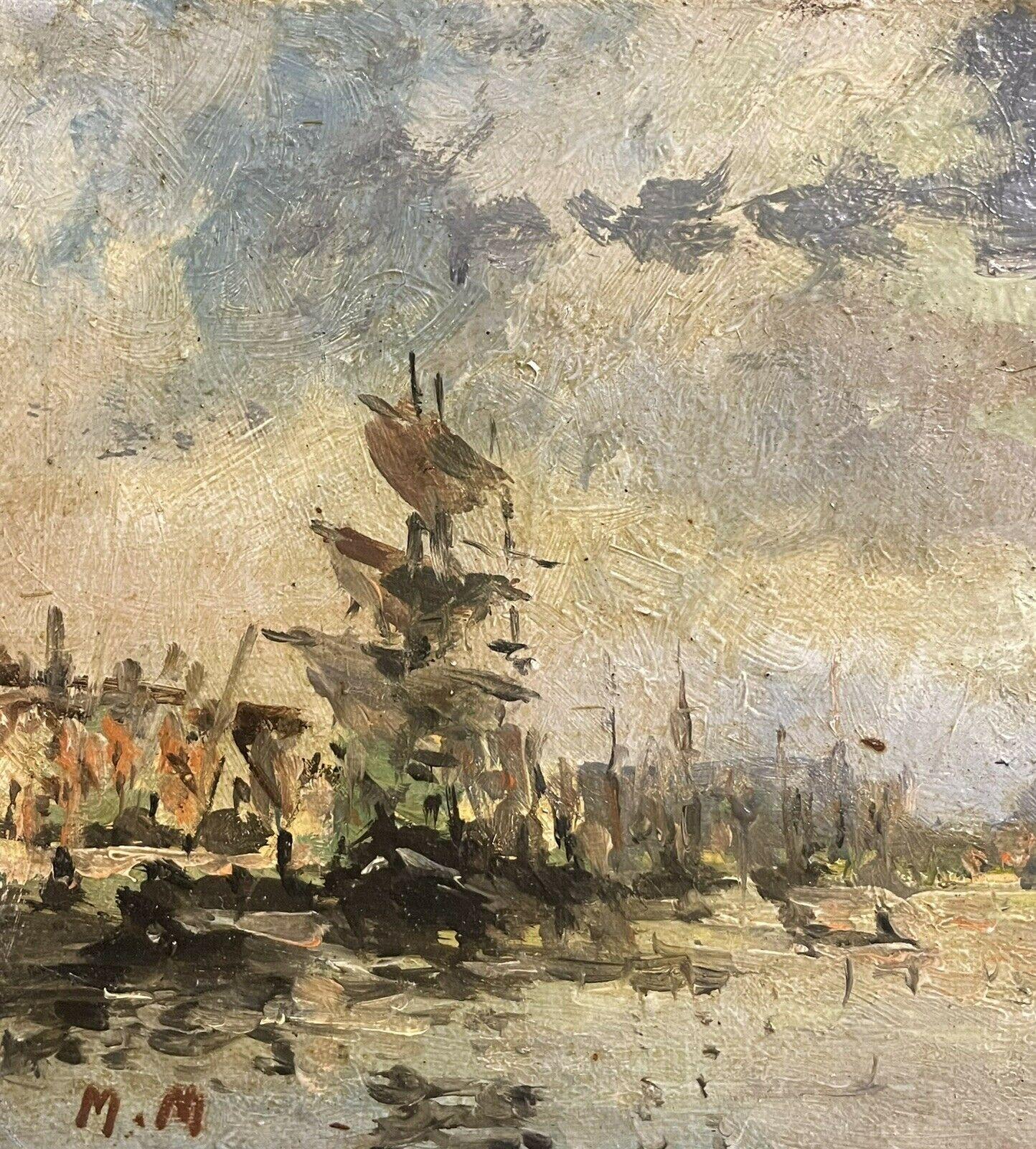 MAURICE MAZEILIE  FRENCH IMPRESSIONIST SIGNED OIL - ALL SHIP IN FRENCH HARBOUR im Angebot 1