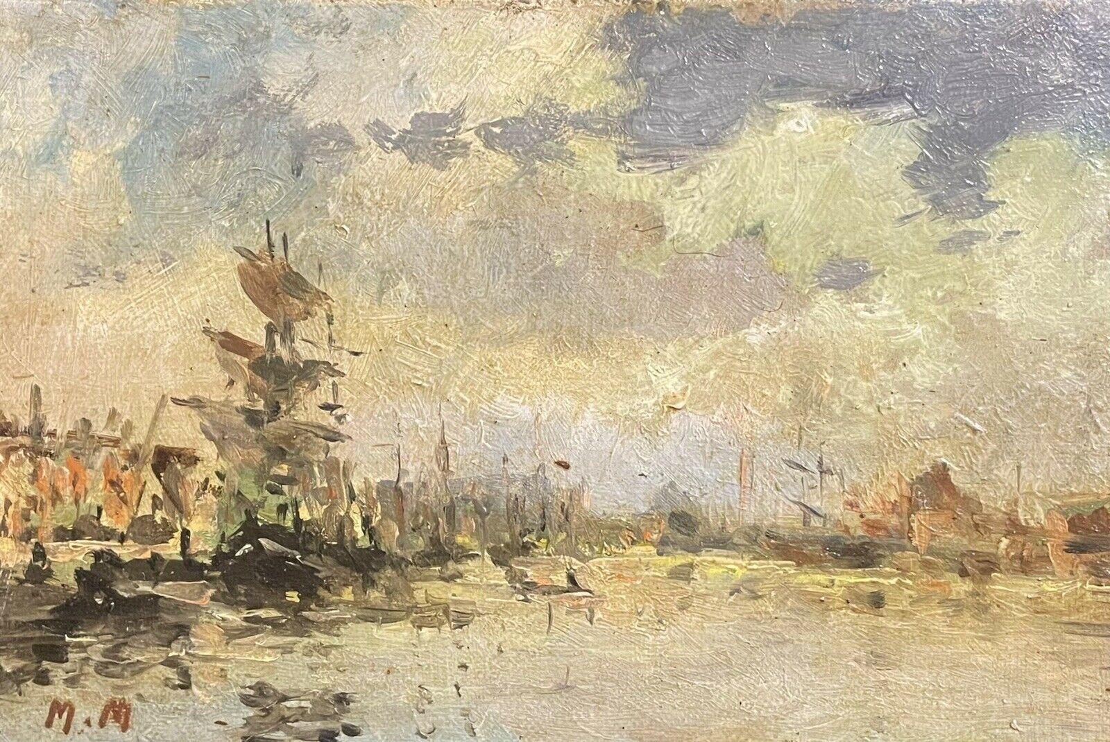Maurice Mazeilie Landscape Painting – MAURICE MAZEILIE  FRENCH IMPRESSIONIST SIGNED OIL - ALL SHIP IN FRENCH HARBOUR