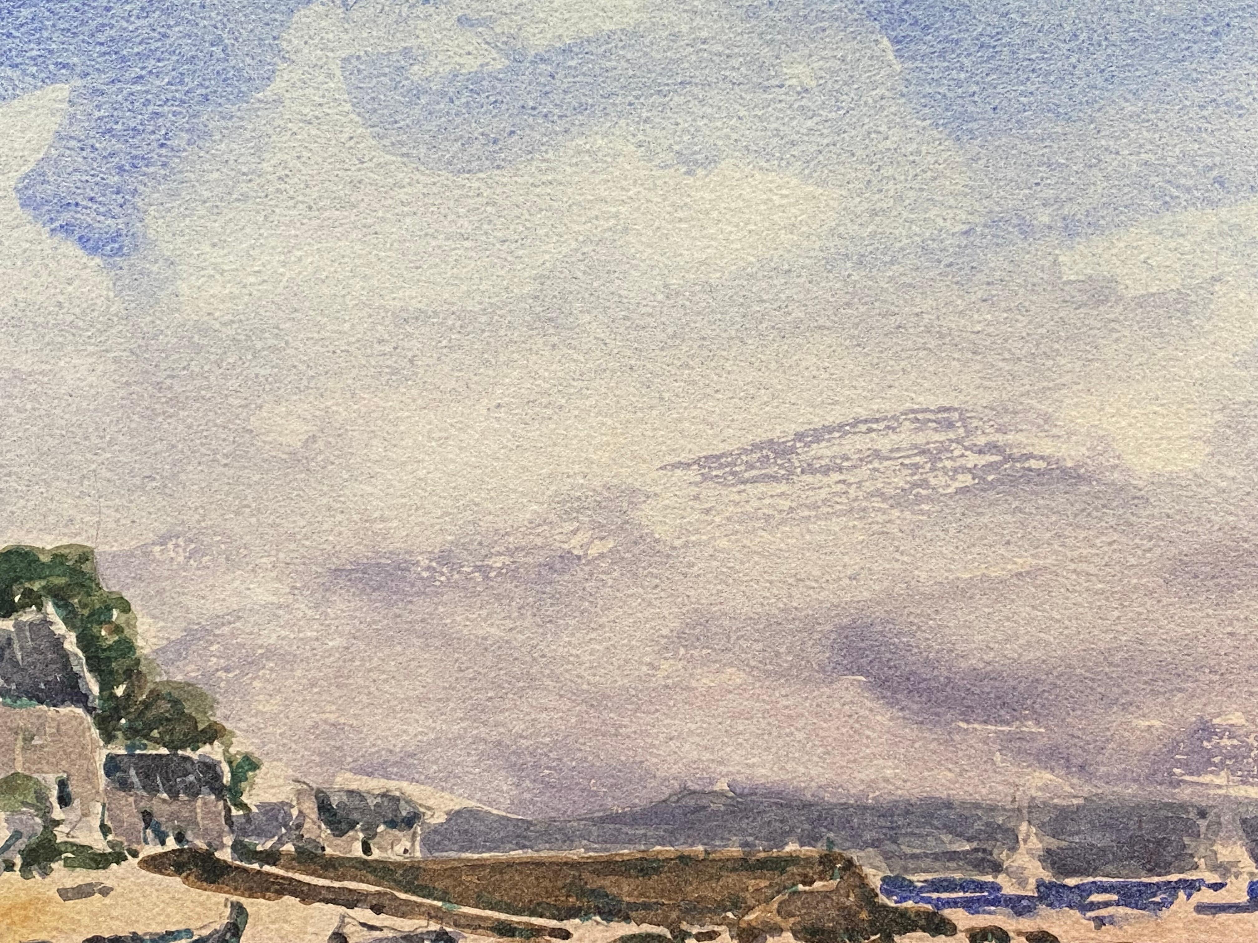 MAURICE MAZEILIE- ACUARELA IMPRESIONISTA FRANCESA - Paisaje de playa - Painting de Maurice Mazeilie